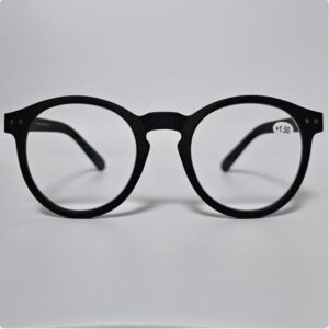 Mat zwarte grote ronde leesbril